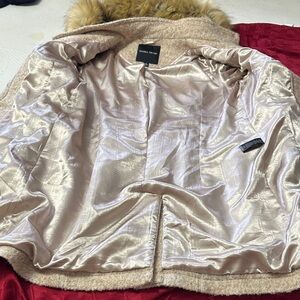 Ivanka Trump Beige Coat with Faux Fur Trim